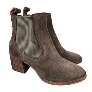 UGG Faye Ankle Boots Chelsea 1095063 Brown Chunky Block Heel Suede Size 7